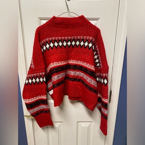 Arizona Jean Rumba Red Fairisle Plus Size Crop Too Sweater XL/XXL - Picture 2 of 7